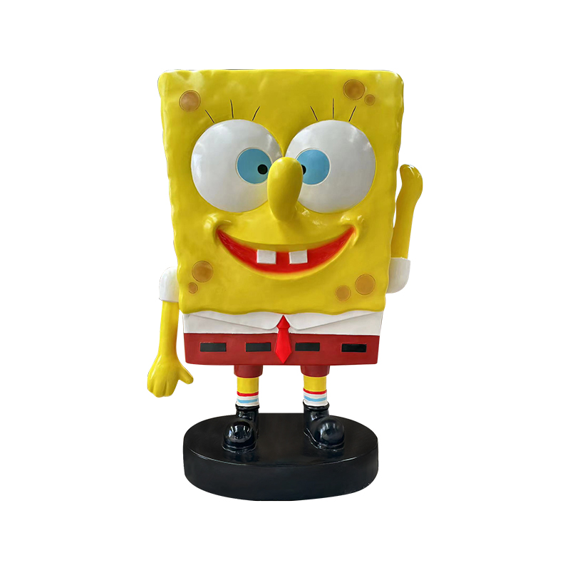 Scultura di spongebob in fibra di vetro cartone animato per decorazione all'aperto/spazi pubblici