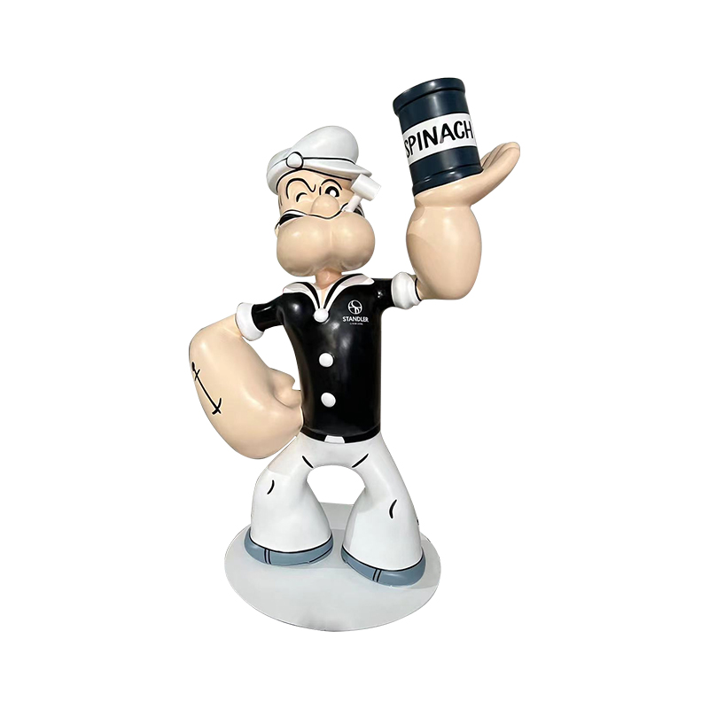 Statua del marinaio Popeye vintage per decorazioni per hotel e centro commerciale - Scultura a tema nautico retrò