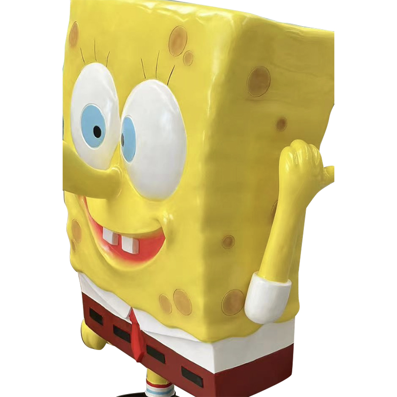 Scultura di spongebob in fibra di vetro cartone animato per decorazione all'aperto/spazi pubblici Scultura di spongebob in fibra di vetro cartone animato per decorazione all'aperto/spazi pubblici